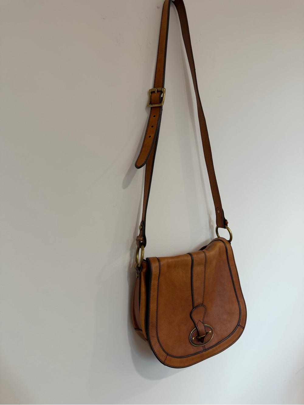 Fossil vintage Brown Leather Crossbody Saddle Bag - Picture 5 of 9